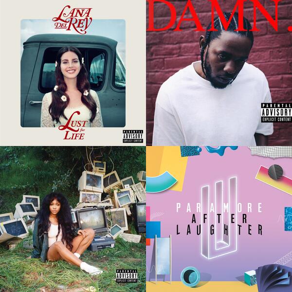 Montage of album covers from 2017 rankings list
