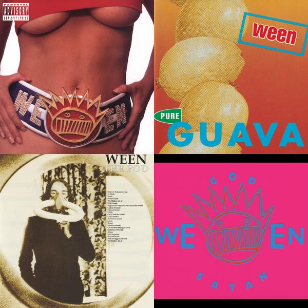 Montage of album covers from top ween list