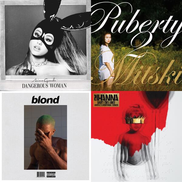 Montage of album covers from 2016 rankings list