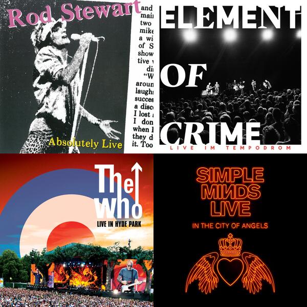 Montage of album covers from Live heroes for the ages. list