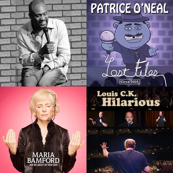 Montage of album covers from Good Comedy on Apple Music list